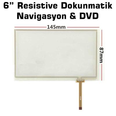 Resistive Endüstriyel Dokunmatik Panel 6" Navigasyon ve DVD uyumlu
