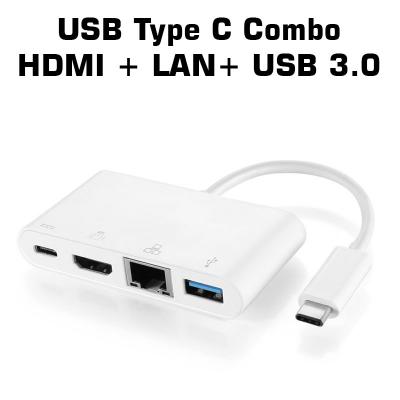 USB Type C to HDMI + Ethernet + USB 3.0 Dönüştürücü Adaptör