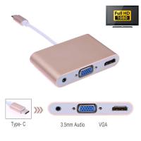 USB Type C to HDMI + VGA + Audio Dönüştürücü Adaptör