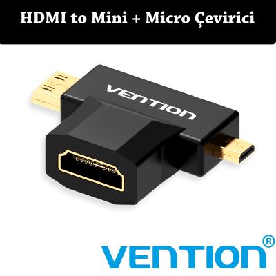 Vention HDMI Dişi - Mini + Micro HDMI Erkek Çevirici